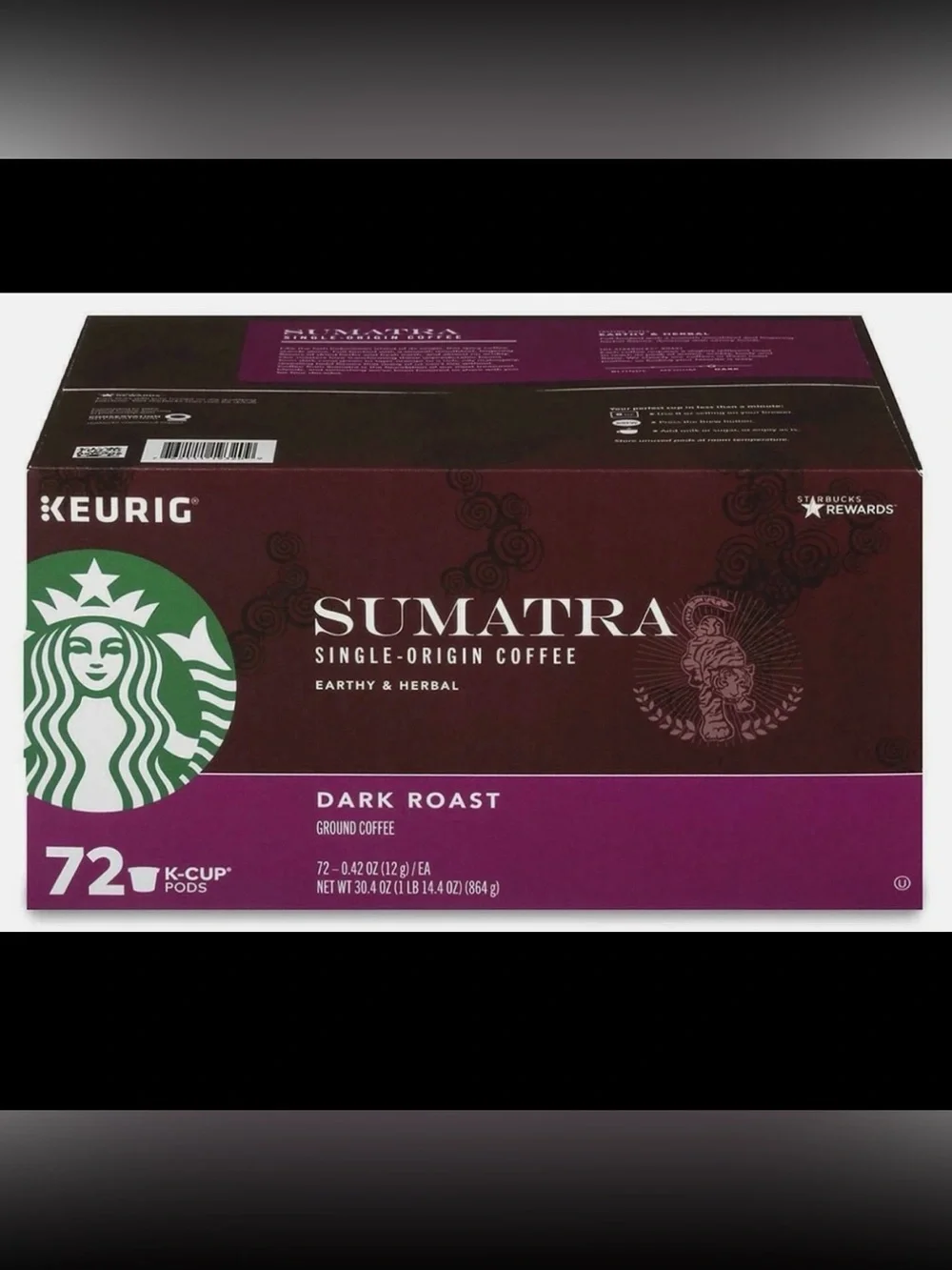 Starbucks Single-Origin Sumatra Coffee K-Cups 72 ct 30.4 oz Dark Roast